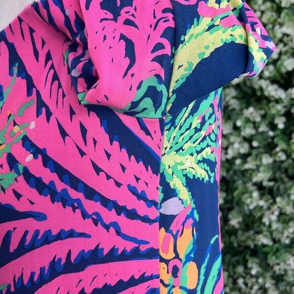 Lilly Pulitzer Indigo All A Glow Tropical Floral Laurana Off The Shoulder Dress - Picture 8 of 13